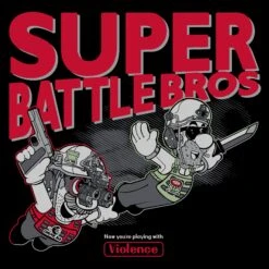 Super Battle Bros T-Shirt - Black 9 Super Battle Bros T-Shirt - Black -Grunt Style Sales GS5937 Men s Super Battle Bros Tee BlackFRONTART