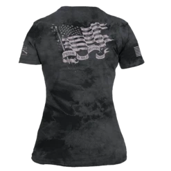Women's Flag Salute Slim Fit T-Shirt - Black Wash -Grunt Style Sales GS5952 Women sFlagSaluteSlimFitTee BlackWash WEB READY BACK 1