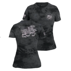 Women's Flag Salute Slim Fit T-Shirt - Black Wash -Grunt Style Sales GS5952 Women sFlagSaluteSlimFitTee BlackWash WEB READY STACK 1