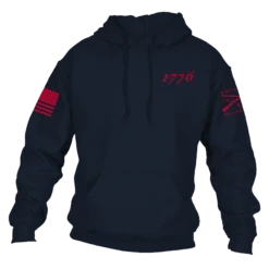 1776 Flag Hoodie - Navy -Grunt Style Sales GS6026 Men s1776FlagHoodie Navy WEB READY Front