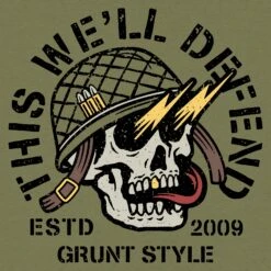 Death Skull T-Shirt - Military Green 9 Death Skull T-Shirt - Military Green -Grunt Style Sales GS6070 Men s Death Skull T Shirt Military Green WEB READY BACK ARTWORK