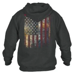 Red Blood Blue Collar™ Hoodie - Dark Heather -Grunt Style Sales GS6156 Men s Red Blood Blue Collar Hoodie Dark Heather WEB READY BACK