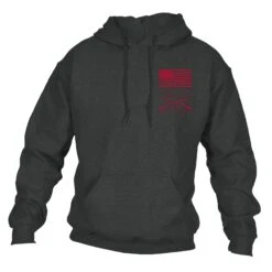 Red Blood Blue Collar™ Hoodie - Dark Heather -Grunt Style Sales GS6156 Men s Red Blood Blue Collar Hoodie Dark Heather WEB READY FRONT