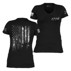 Women's 1776 Flag V-Neck - Black