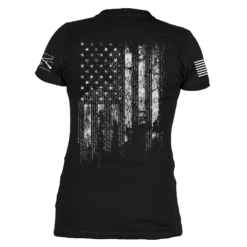 Women's 1776 Flag V-Neck - Black -Grunt Style Sales GS6195 Women s1776FlagV Neck Black back WEB READY