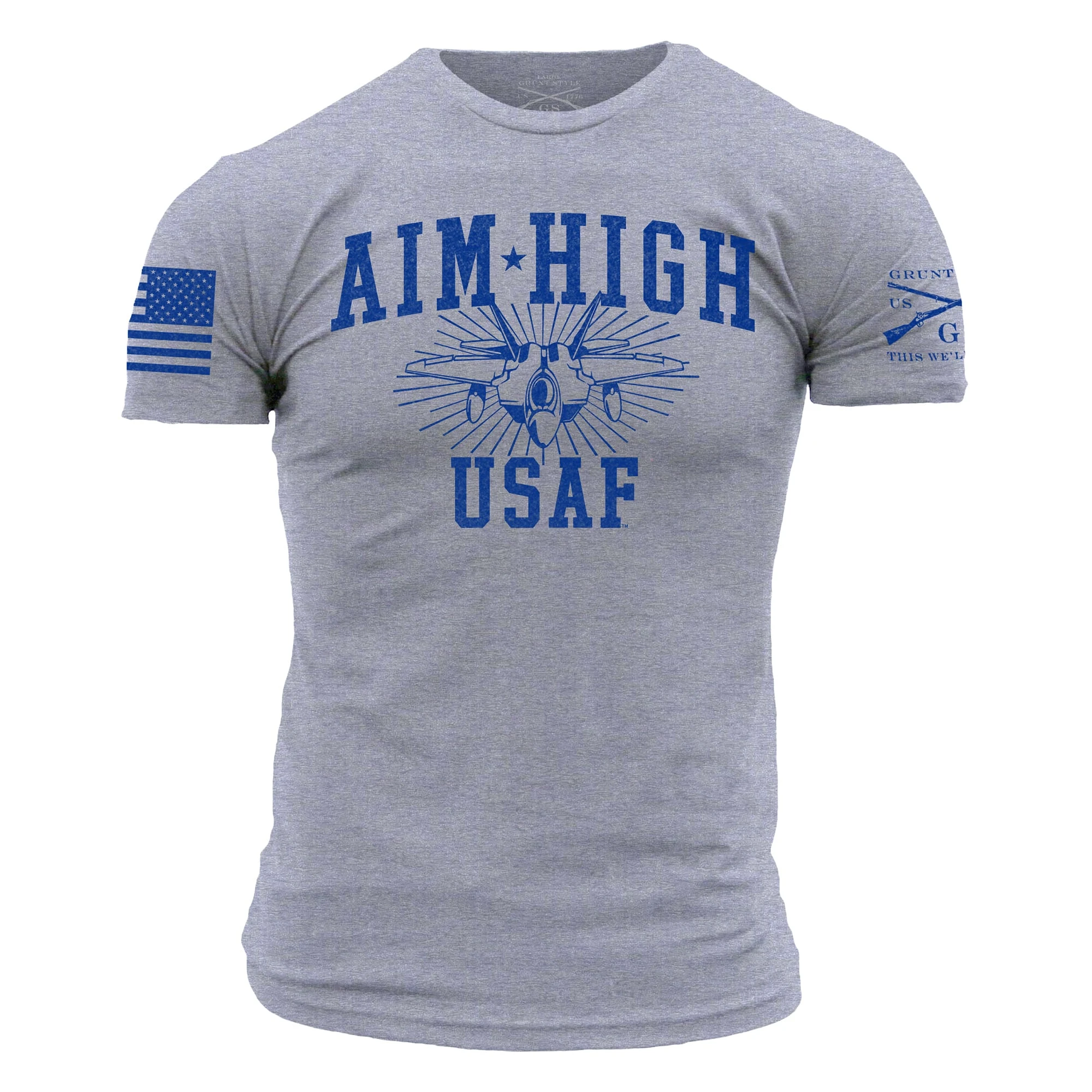 USAF - Aim High U.S.A.F. T-Shirt - Athletic Heather 4 USAF - Aim High U.S.A.F. T-Shirt - Athletic Heather - Image 2