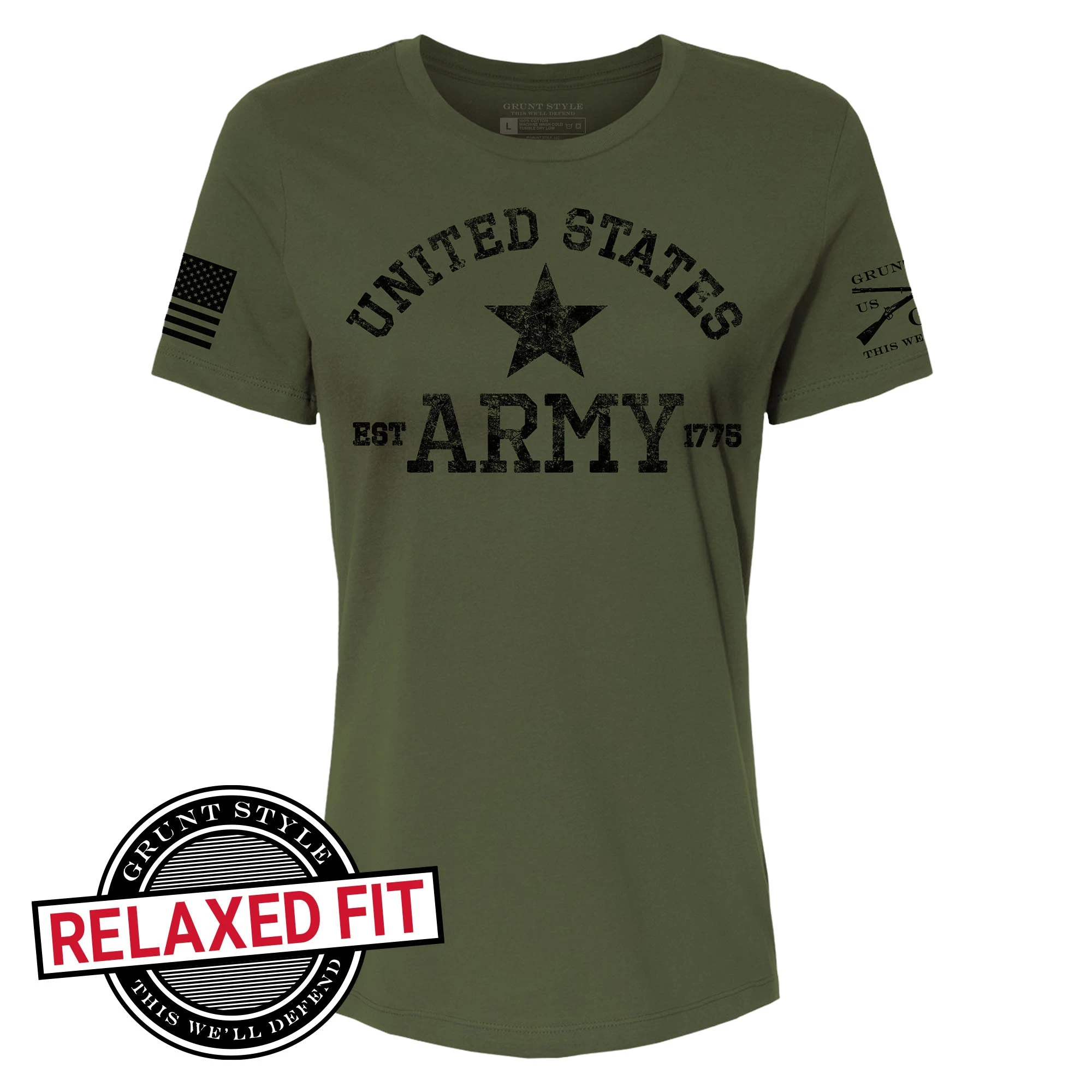 Women's Army Est. 1775 Relaxed Fit T-Shirt - Military Green 5 Women's Army Est. 1775 Relaxed Fit T-Shirt - Military Green - Image 3