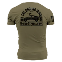 Army Hit The Ground Running T-Shirt - Military Green -Grunt Style Sales GSAR0046 Men sArmyHitTheGroundRunningT Shirt MilitaryGreen WEB READY Back