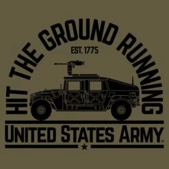 Army Hit The Ground Running T-Shirt - Military Green -Grunt Style Sales GSAR0046 Men sArmyHitTheGroundRunningT Shirt MilitaryGreen WEB READY FrontArt