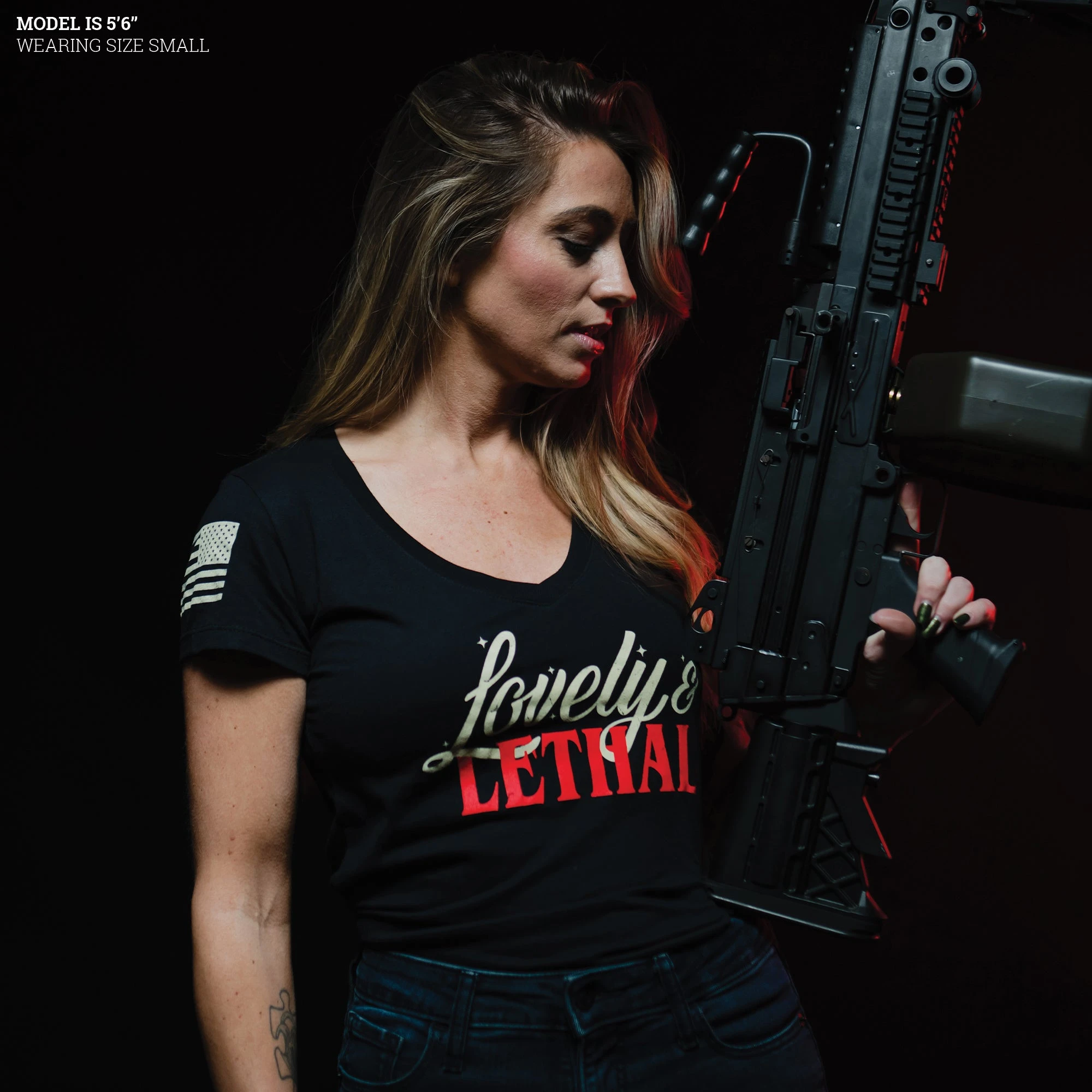 Women's Lovely & Lethal V-Neck - Black 6 Women's Lovely & Lethal V-Neck - Black - Image 4