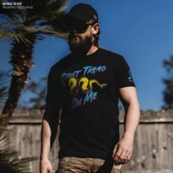 Retro Don't Tread On Me T-Shirt - Black -Grunt Style Sales Model Info Poster 2000x2000 GS5489 RetroDon tTreadOnMeMen sTee Black