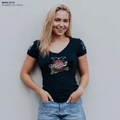 Women's Murica Brewing V-Neck - Midnight Navy -Grunt Style Sales Model Info Poster 2000x2000 GS5753MuricaSince1776Women sV Neck MidnightNavy
