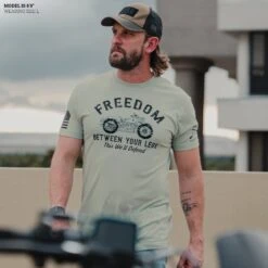 Freedom Between Your Legs T-Shirt - Light Sage -Grunt Style Sales Model Info Poster 2000x2000 GS5774FreedomBetweenYourLegs LightSage