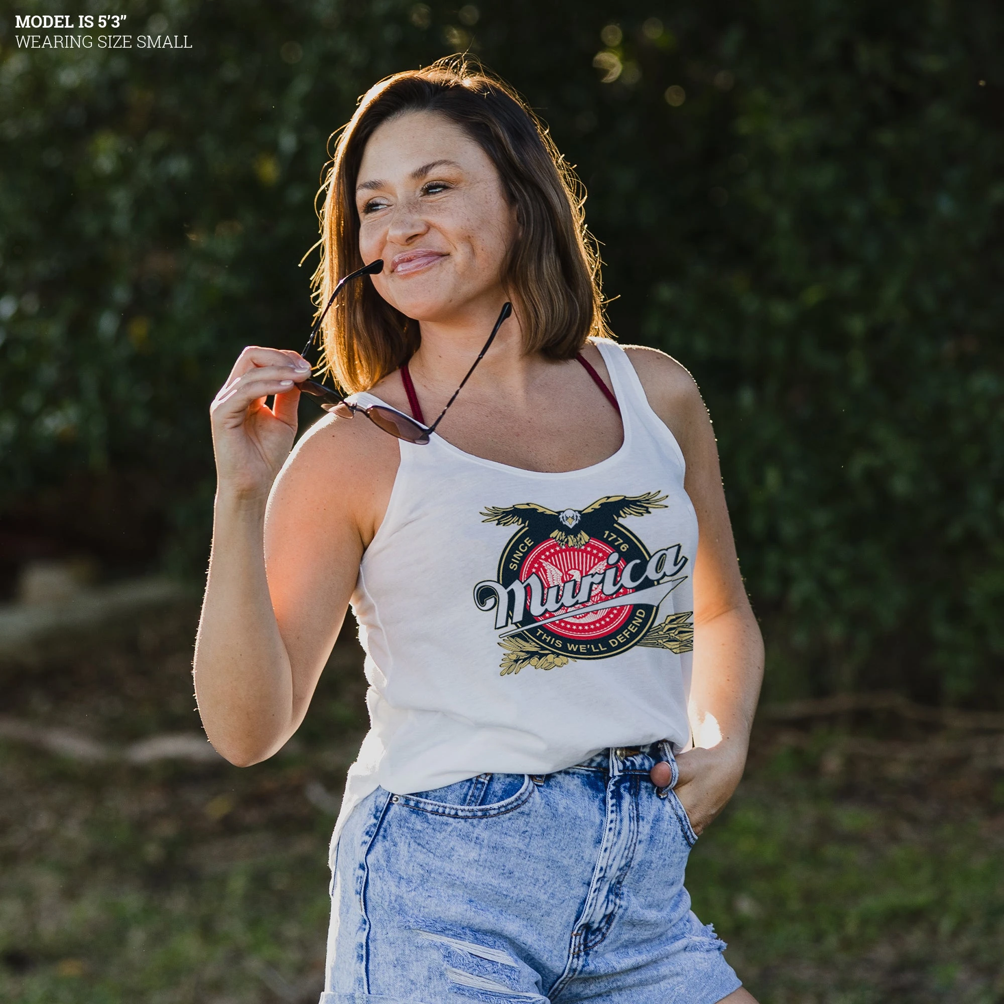 Women's Murica Brewing Flowy Tank - White 4 Women's Murica Brewing Flowy Tank - White - Image 2