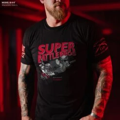 Super Battle Bros T-Shirt - Black 8 Super Battle Bros T-Shirt - Black -Grunt Style Sales Model Info Poster 2000x2000 GS5937SuperBattleBros