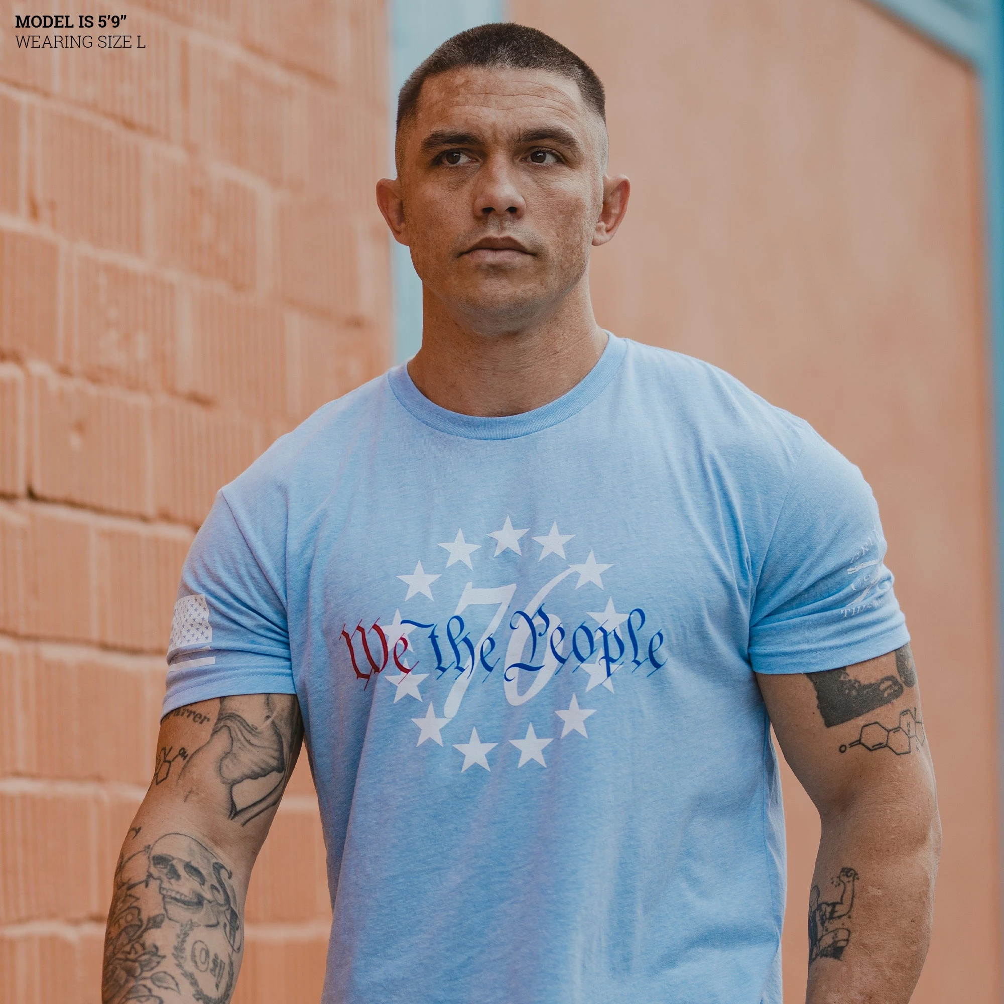 76 We The People T-Shirt - Heather Sky Blue 5 76 We The People T-Shirt - Heather Sky Blue - Image 3