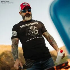 MegaDad T-Shirt - Black -Grunt Style Sales Model Info Poster 2000x2000 GS5468 MegaDad