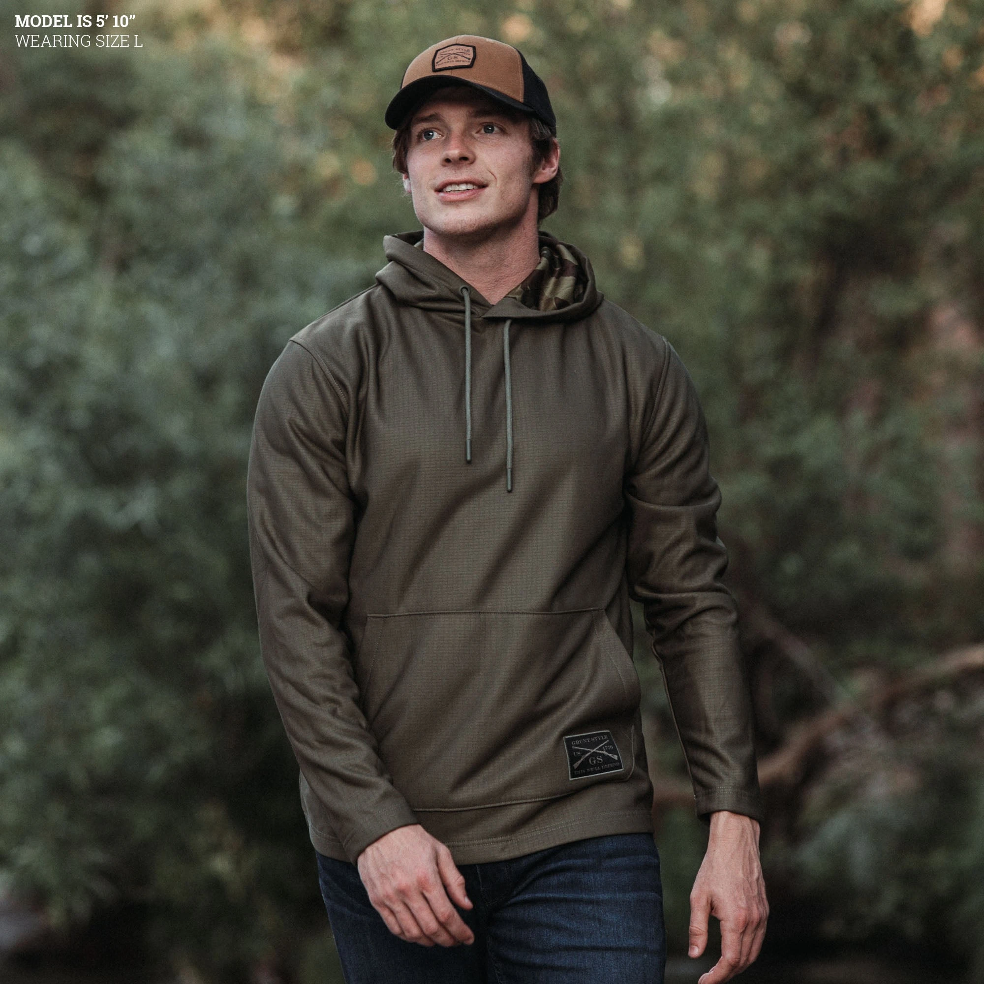 Men's Waffle Top Hoodie - Military Green 4 Men's Waffle Top Hoodie - Military Green - Image 2