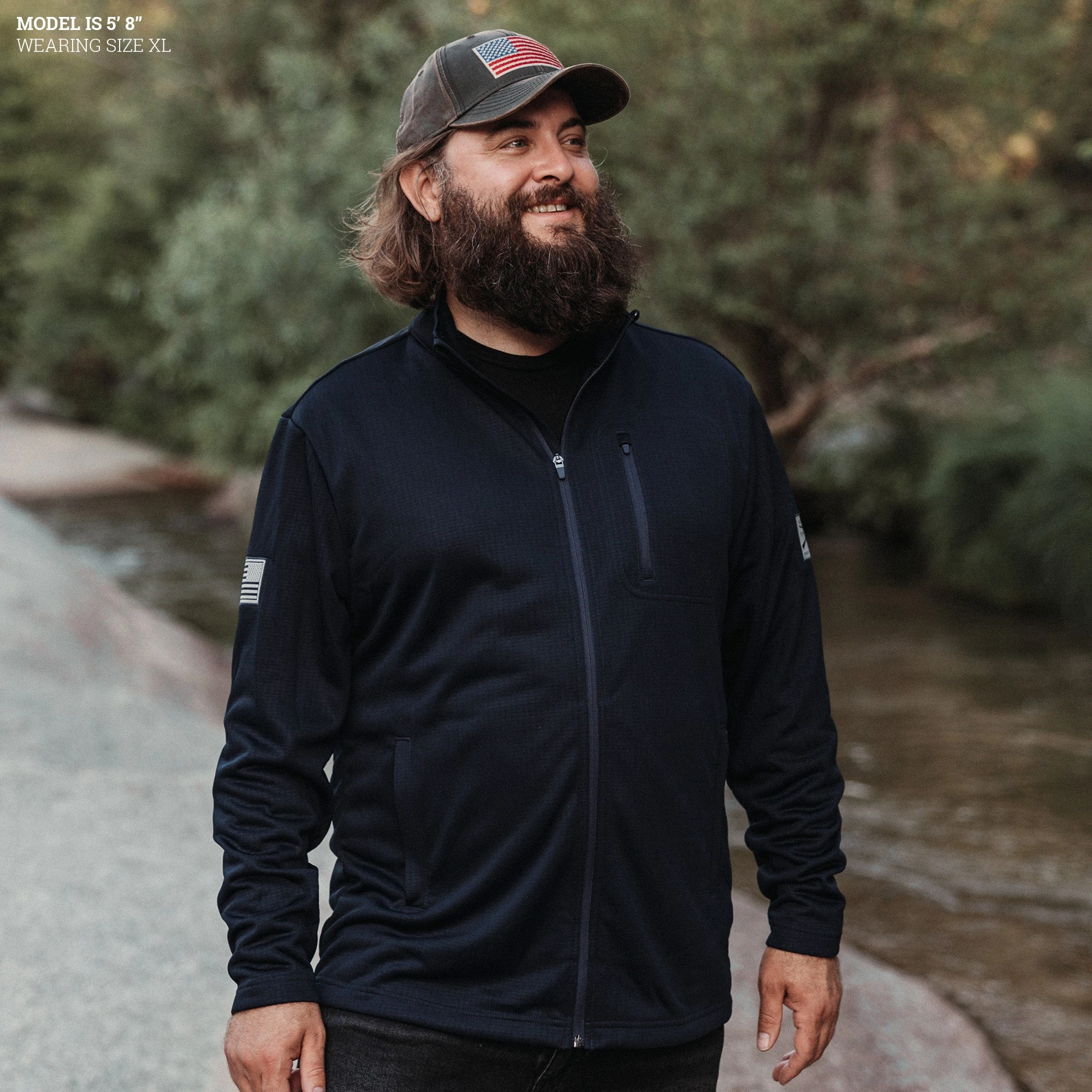 Men's Waffle Top Full-Zip Jacket - Navy 4 Men's Waffle Top Full-Zip Jacket - Navy - Image 2