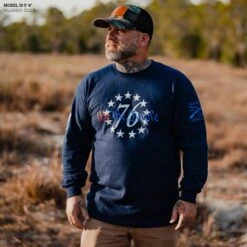 76 We The People Long Sleeve - Navy -Grunt Style Sales Model Info Poster 2000x2000 GS579976WethePeopleLS Navy