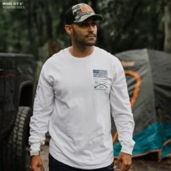 Join Or Die Long Sleeve - White -Grunt Style Sales Model Info Poster 2000x2000 GS5803JoinorDieLS White