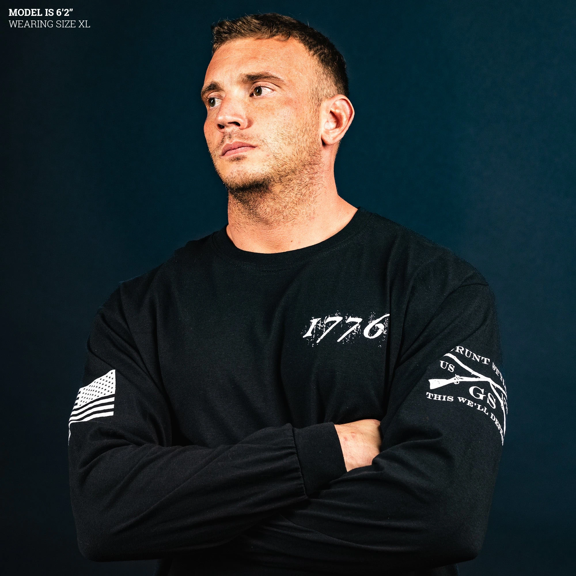 1776 Flag Long Sleeve - Black 4 1776 Flag Long Sleeve - Black - Image 3