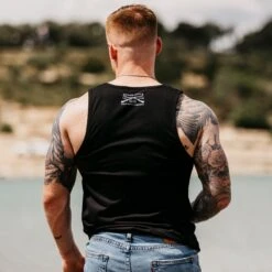 Men's Rifle Flag Tank - Black -Grunt Style Sales Poster NO TEXT 2000X2000 RifleFlagTank Back